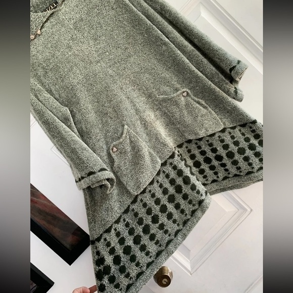 Gizel Womens Fuzzy Sweater One Size Green Dots Cozy 3/4 Sleeve - Picture 2 of 7